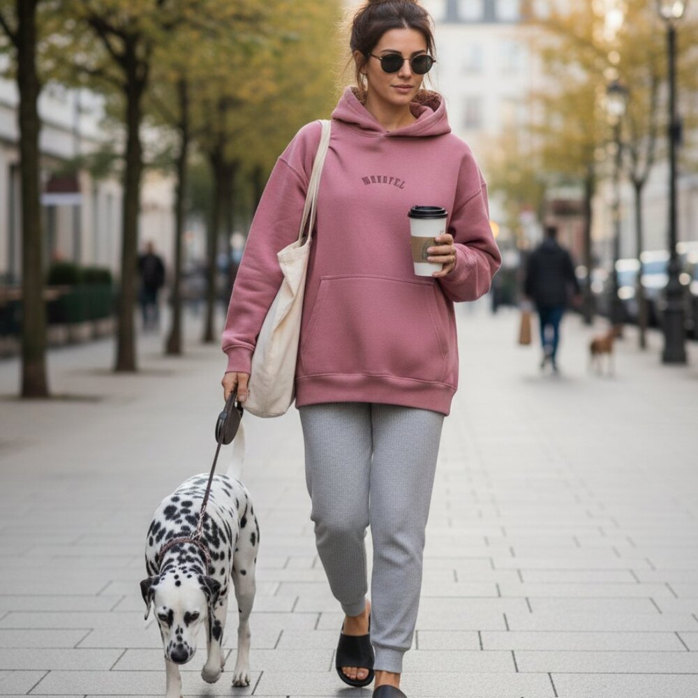 BoohooMAN Official Embroidered Hoodie - Dusty Rose - Size S NWT